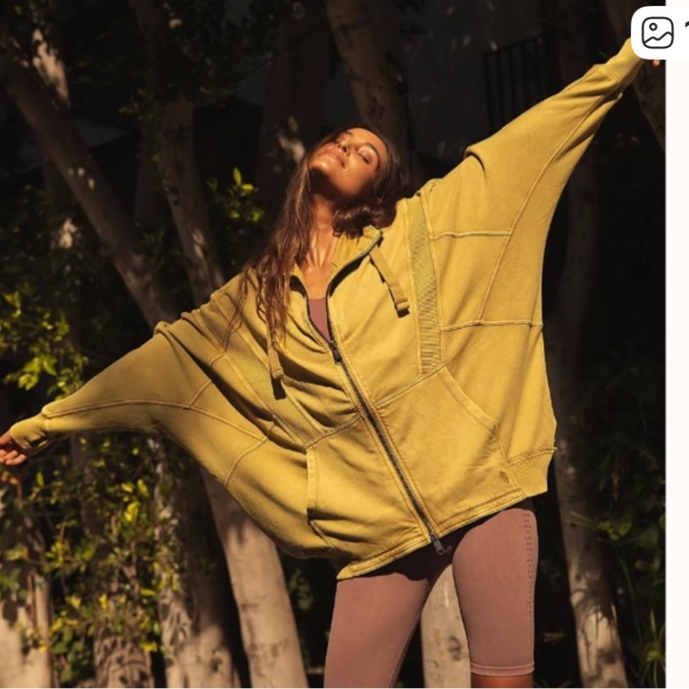 Free People Movement All Your Love Hoodie. Chartreuse Green. Size Large.